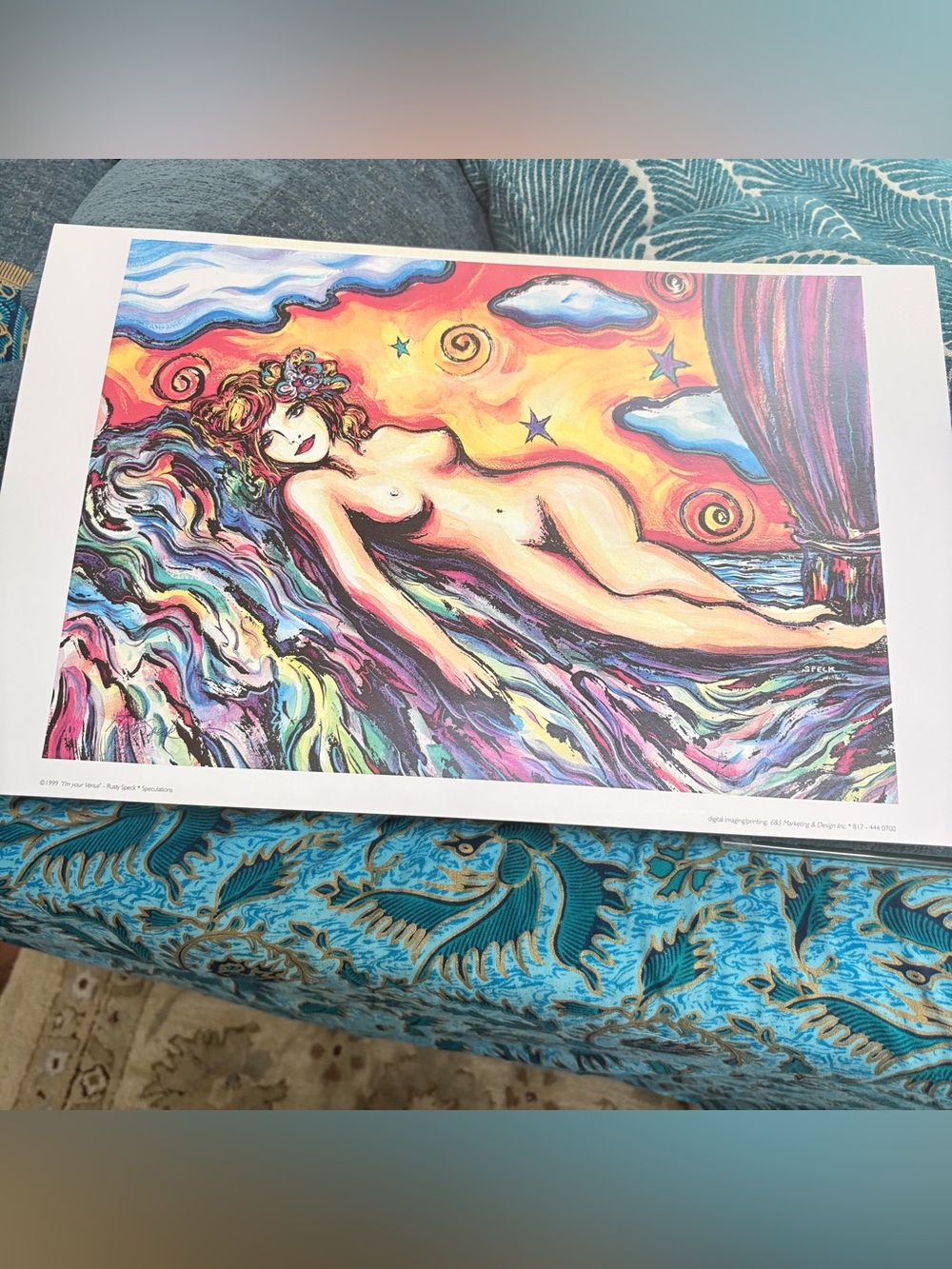 Vintage 1999 Rusty Speck
“I'm Your Venus" Art Print 11x17 
Colorful Nude